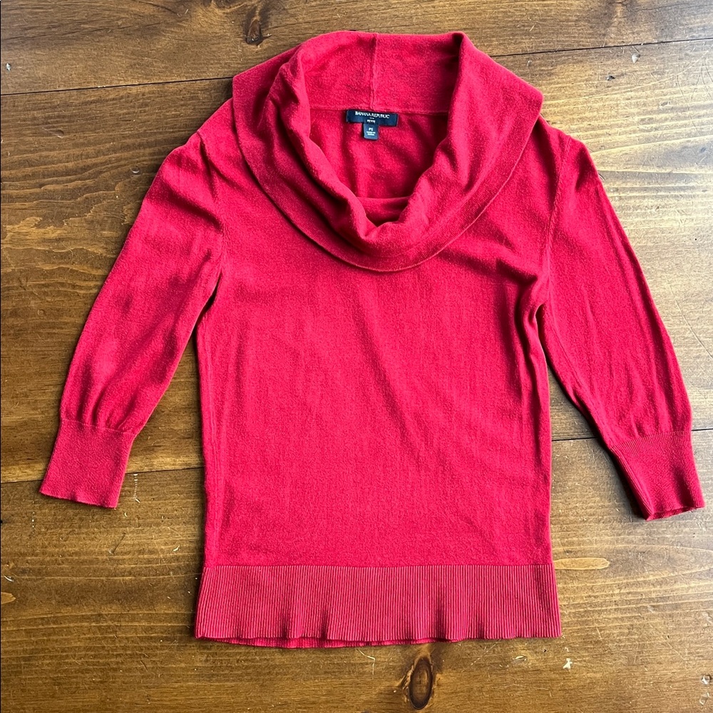 Banana Republic Vintage 3/4 Sleeve Cowl Neck Cotton Sweater Sz PS